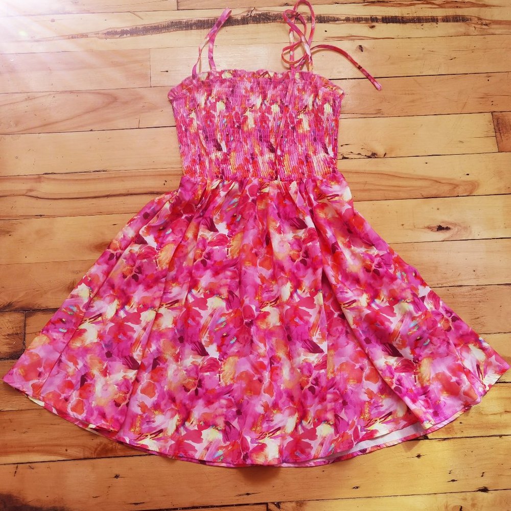 Pink flower dress summer